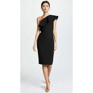 NEW! Likely Wilshire black bodycon One shoulder ruffle dress size US 4